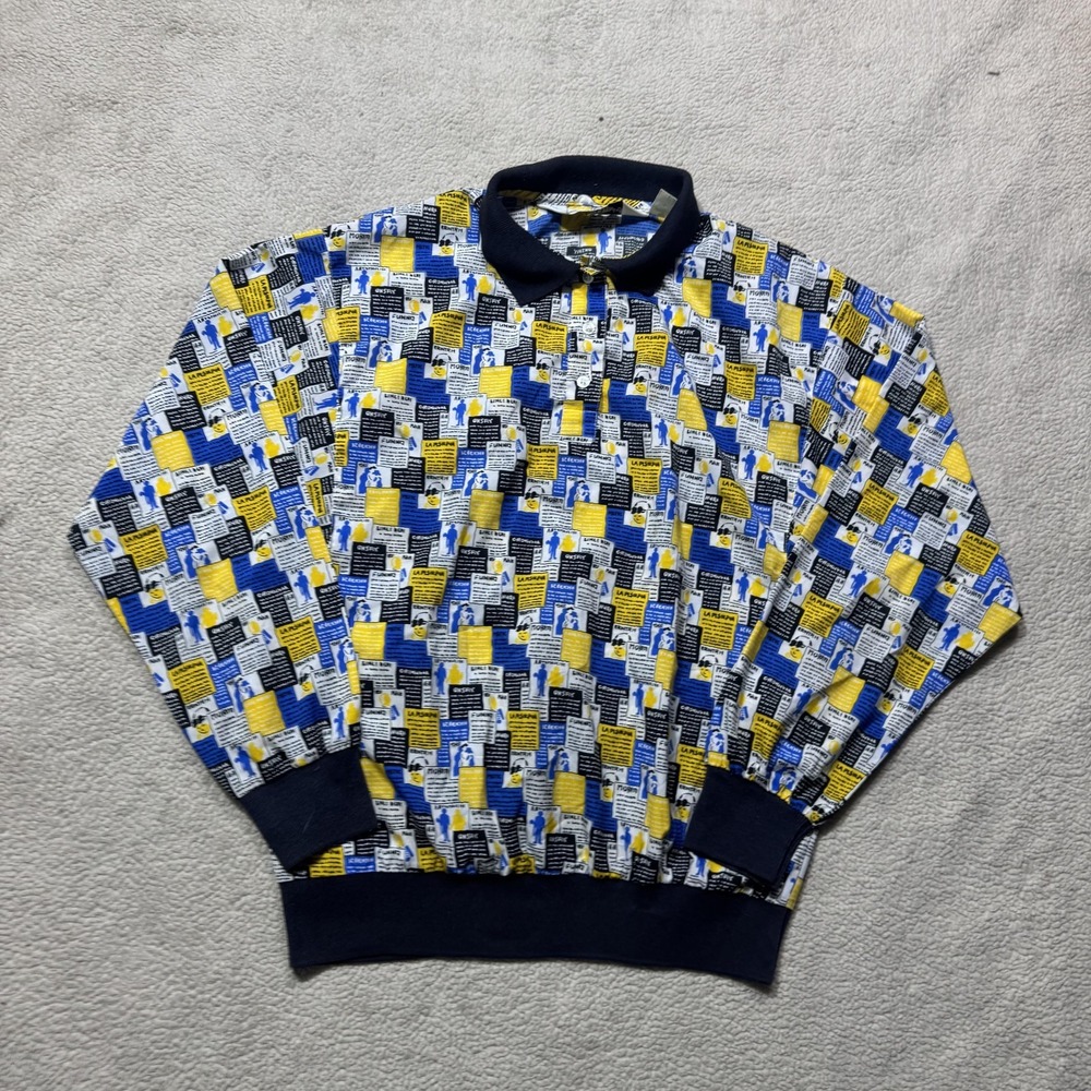 Vintage Diane Von Furstenberg Top‎ Womens 10 Abstract Pullover 90s Polo All Over